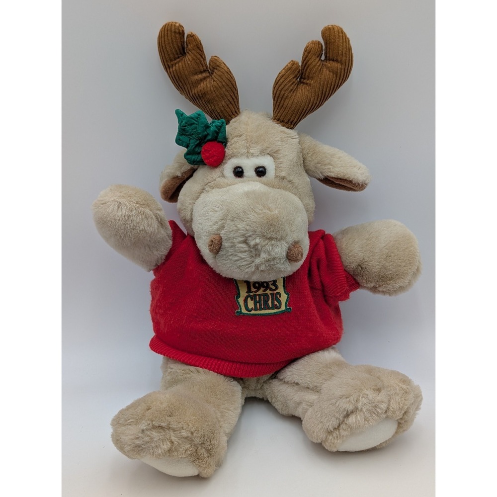 Commonwealth Chris Moose Plush 17 Inch Christmas Sweater 1993 Stuffed Animal Toy